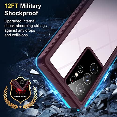 Humixx para Samsung Galaxy S23 Caso Ultra, lente embutida à prova d'água e protetor de tela [Prova de gota militar de 12 pés] [CHUMPLE DE CHOQUETO DE COMPORTAÇÃO] [Prova de poeira] [IP68 Subwater] Caso para Galaxy S23 Ultra 5G 6,8 ”-Red