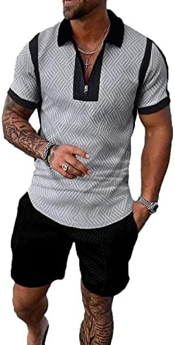 Bundman Mens Short Sets 2 peças roupas pólo camisa moda moda de verão shorts definidos para homens e conjunto casual para