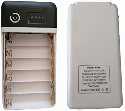 Caixa de bateria móvel de 18650 acima do Indicador de Bateria LED e Bateria, saídas USB e DC duplas para telefones para iPhone e Android