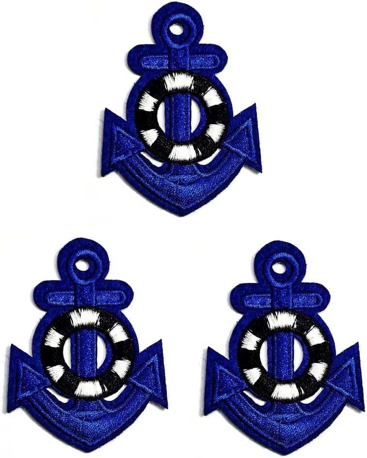 Kleenplus 3pcs. Âncora azul azul marinho costurar ferro em remendo apliques artesanal de roupas artesanais vestido de vestido
