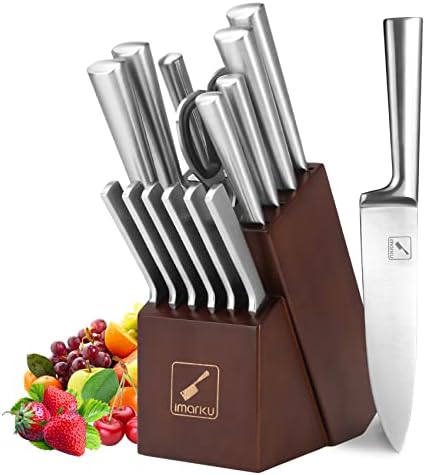 Conjunto de facas, conjunto de facas premium de 16 peças para cozinha com bloco, conjunto de faca de cozinha em aço inoxidável