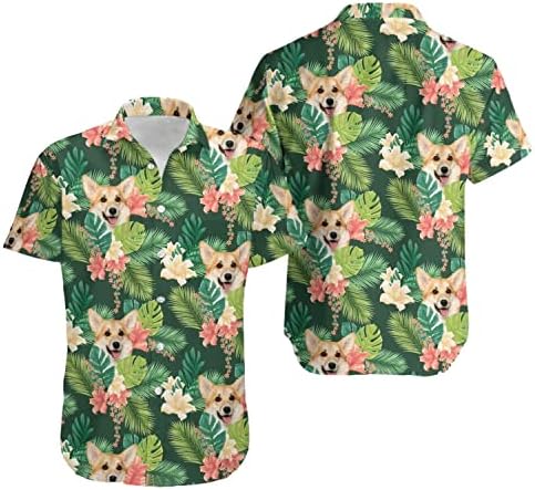 Corgi Dog Lily Flor Tropical Pattern Hawaiian Shirt