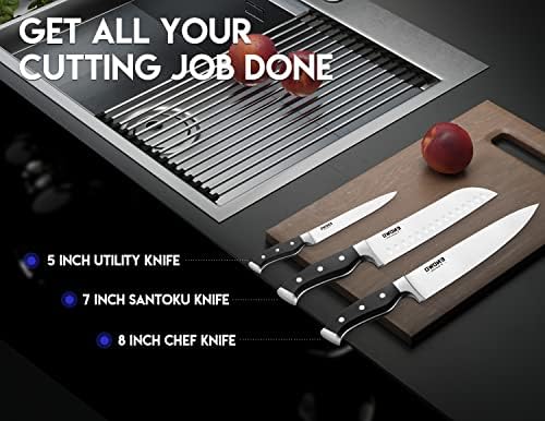 Faca de Chef enowo com apontador, 3 PCs Kitchen Knives Conjunto