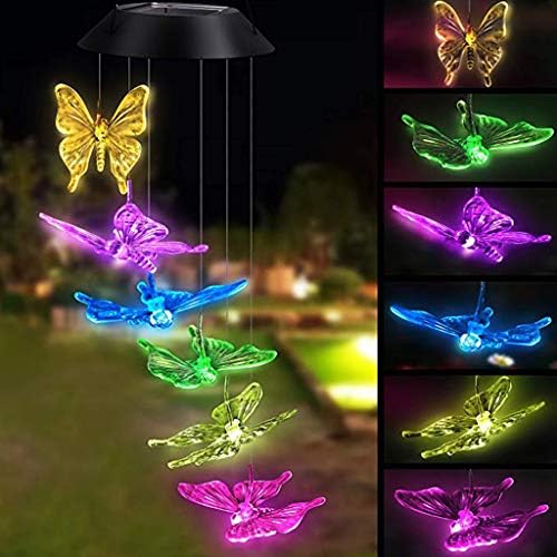 TVOIP Mudança de cor LED lâmpada solar lâmpada de borboleta roldana jardim decoração quintal impermeável iluminação de luz LED de luz suspensa decoração
