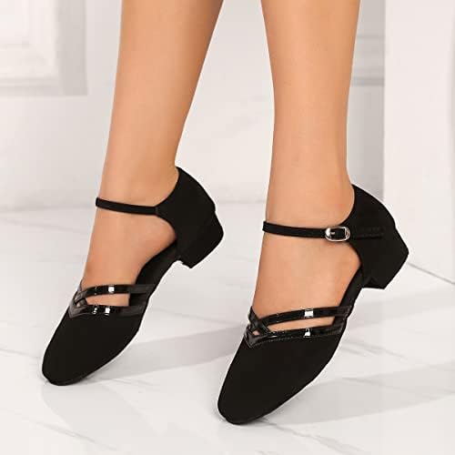 Sapatos de dança latina feminina sapatos de dança de ballrooom salsa latin bachata sapatos fechados no dedo do pé tornozelo