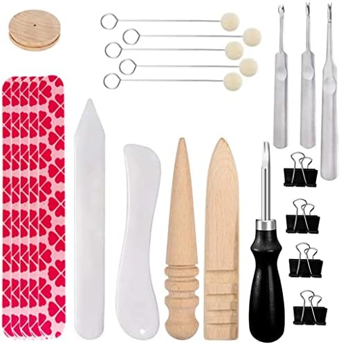 CXDTBH 23PCS Couro Borda de borda com ferramentas de deslizamento de couro, daubers de lã, lixeira, 3 groover de tamanho diferente