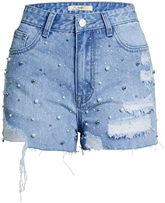 Shorts jeans femininos de comlife usam borlas irregulares de bainha cravejada sexy cudded jean calça curta