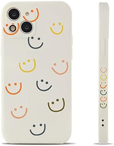 JMinni Compatível com o iPhone 14 Case, Smiley Smile Face fofa Design pintado de silicone líquido macio para mulheres meninas Moda