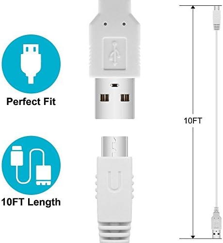 Entre no novo cabo do carregador USB para o controlador Nintendo Wii U gamepad, 9,8 pés/3m de backup de cabo USB Substituição