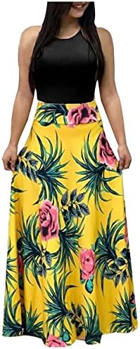 Moda de primavera feminina 2023, moda feminina com estampa casual redondo pescoço de manga curta de tamanho grande vestidos longos