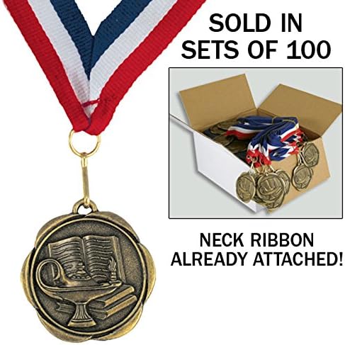 Conjunto de 100 medalhas de prêmios com fitas de pescoço - Reading
