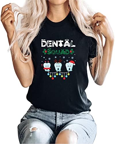 Esquadrão dental de Natal engraçado com camisa do dentista de máscara, camisa de Natal dental, presentes dentários para mulheres,