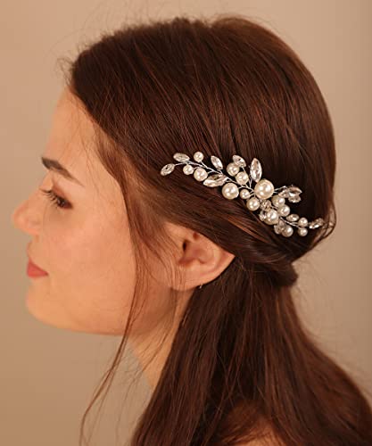 Xerling Bride Wedding Pearl Hair Pins Crystal Rhinestones Retas de cabelo Acessórios para cabelos para mulheres Jóias de cabelo floral
