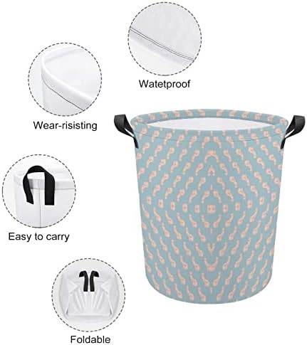 Repetir Penis Pattern Laundry Tester Round Canvas Cestas de tecido com alças Bolsa de roupas de lavar lixo dobrável à prova