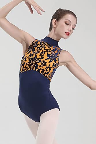 Dance Elite - Regall - Velvet Flor Print Letard com pescoço de tartaruga para mulheres. Dance & Ballet Leotards for Women