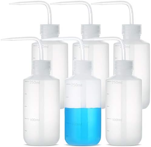 Garrafa de lavagem de Superlele, 6pcs 250ml Garrafas de esguicho de tatuagem de plástico, LDPE, segurança para limpar