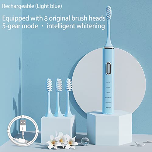 Escova de dentes elétrica sônica com 8 cabeças de escova, escova de dentes elétrica sônica recarregável para adultos com