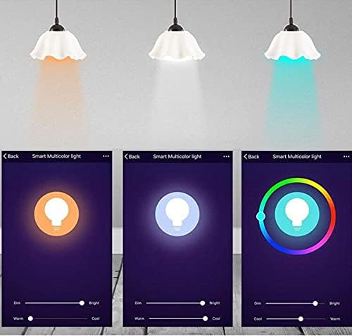 Edearkar wifi rgbcw lâmpadas inteligentes Multi-Color, Dimmable, 9W, E26/E27 Base, Smartphone Controlled Daylight & Night Light, compatível com Alexa & Google Assistant, AC100-265V, 1Pack