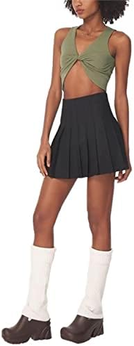 Mini-saia plissada Saias de tênis de cintura alta Skorts For Women Girls Salia de torcer de uniforme escolar com shorts, 2t-4xl