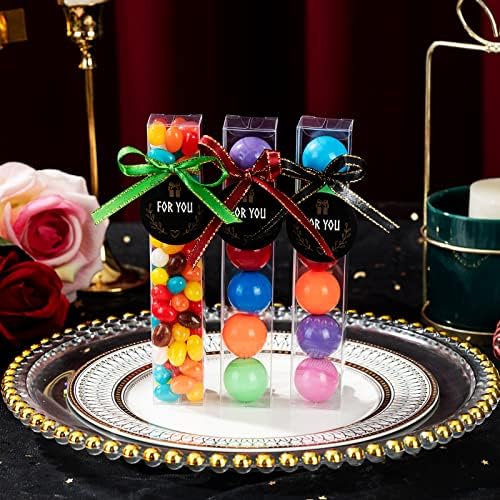 Slshepack 100pcs 1 x 1 x 6 Gumball Party Favor, Gumball Candy Container, Clear Gumball Boxes para 6
