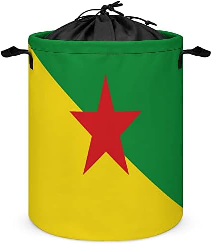 Bandeira da Guiana Francesa 42L Round Basket Roupa Creada Crescedas Cegueiras com Top de Caminhão
