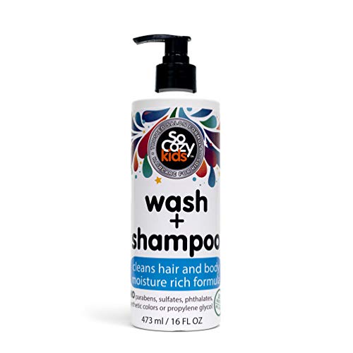 SoCozy Wash + Shampoo para crianças limpa cabelos e corpo, 16 fl oz