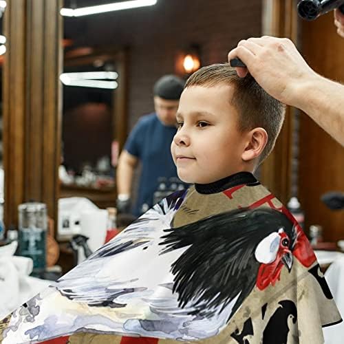 Avental de cabeleireiro de cabelo de cabelo infantil de galo vintage com tampa de corte de cabelo ajustável