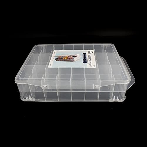 Organizador de costura de 48 grades de dupla face - caixa de organizador de plástico transparente portátil para bordados