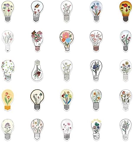 Adesivos únicos para garrafas de água desenho animado lâmpada flor doodle adesivo à prova d'água Diy adesivos adesivos motivacionais