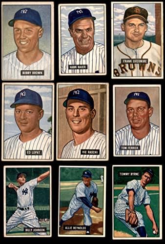 1951 Bowman New York Yankees perto da equipe estabeleceu o New York Yankees VG Yankees