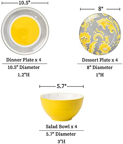 Placas e tigelas de Wisenvoy Conjunto de pratos conjuntos de utensílios de cerâmica Conjunto de pratos de porcelana para 4