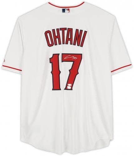 Shohei Ohtani Los Angeles Angels autografados Jersey de réplica branca majestosa - camisas autografadas da MLB
