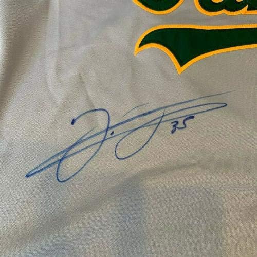 Frank Thomas assinou a camisa de atletismo autêntica de Oakland A com JSA CoA - camisas MLB autografadas