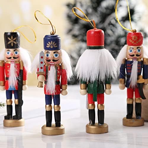 Decoração de gadpiparty decoração de nutcackers de natal decorações penduradas: 4pcs 12 cm de natal quebra -nozes ornamentos de madeira quebra -nozes figuras de nozes soldado boneca boneca de natal de mesa de Natal ornamentos infantis ornamentos