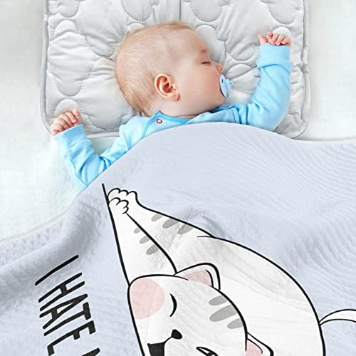 Clanta de arremesso de segunda -feira Hater Cat Cotton Clanta para bebês, recebendo cobertor, cobertor leve e macio para berço, carrinho, cobertores de berçário, 30x40 em azul