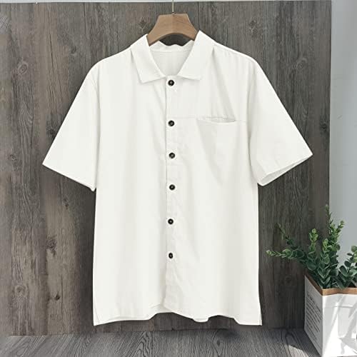 BMISEGM Summer masculino camisa casual masculino de verão botão casual abaixo de lapela camisa sólida com camisa de bolso