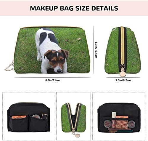 Cães PSVOD brincando na bolsa cosmética de couro, bolsa cosmética de viagem, bolsa de cosméticos portáteis, saco de cosméticos