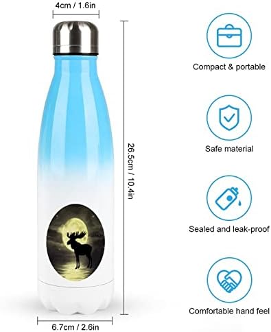 Moose Night 17oz Sport Water Bottle Bottle Stainless Aço aizes Isolados em forma de cola reutilizável balão esportivo