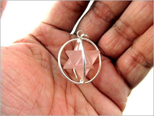 Jet Energized Rose Quartz Spinning Star Merkaba pendente de 1 polegada JET TEAPIA INTERNACIONAL DE CRISTAL