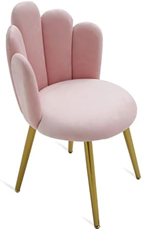 Cadeira de vaidade do arco para a sala de maquiagem - cadeira de sotaque moderno de meados do século para quarto da sala de estar, cadeira de maquiagem com cadeira de veludo de apoio às costas com pernas douradas