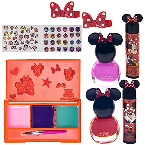 Disney Minnie Mouse - Townley Girl Cosmetic Makeup Gift Saco inclui brilho labial, esmalte e acessórios para o cabelo para meninas infantis,