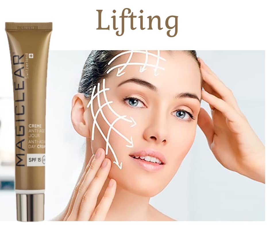 Magiclear Luxury Skin Care Creme antienvelhecimento Creme diário Face Hidratante com SPF 15, ácido hialurônico, vitamina