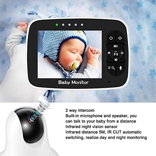 Monitor de bebê de áudio qiilu, 3,5 polegada de vídeo Monitor de vídeo Night Vision 2 Way Talk Lullaby Security Baby Camera