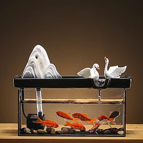 XJJZS Circulando o dispositivo de água torna a sala de estar decoração criativa Office Small Fish Tank Desktop Paisagem
