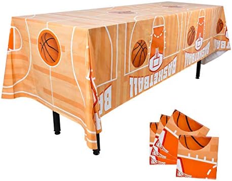 Treinfun Basketball Party Toel de mesa descartável Tabela de mesa de plástico Tabela para o Basketball tem temas para crianças
