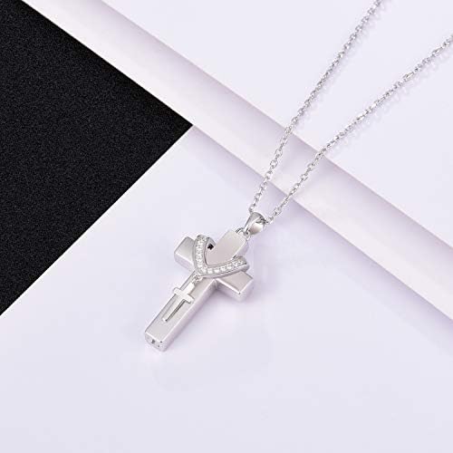 BEILIN 925 STERLING SLATA Cremação Jóias Cruz Cross Urn Pingente Memorial Colar Cross Urna Colar para Ashes