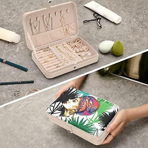 Tenewgogo African Women Women Small Jewelry Box PU Leather Jewelry Organizer Jewellery Ring Organizer Case Storage Presente