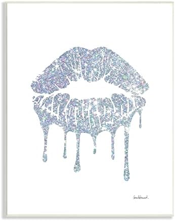Stuell Industries Glam Shimmer Lip Pucker beijo mínimo de tons frios, projetados por Amanda Greenwood Wall Plasque, 10 x 15, azul
