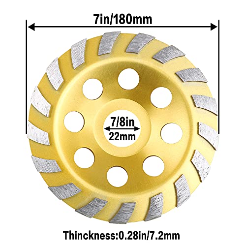7 Diamond Chap Wheel-Turbo Turbo Turbo Diamond Chaping Roda com abertura de 22 mm para concreto, granito, pedra, mármore…