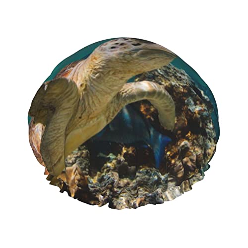 Tartaruga marinha tampa de chuveiro estampado Capinho de capuz Capace de cabeceira tampa de banho água de banheira elástica Bainha esticada tampa de chuveiro reutilizável
